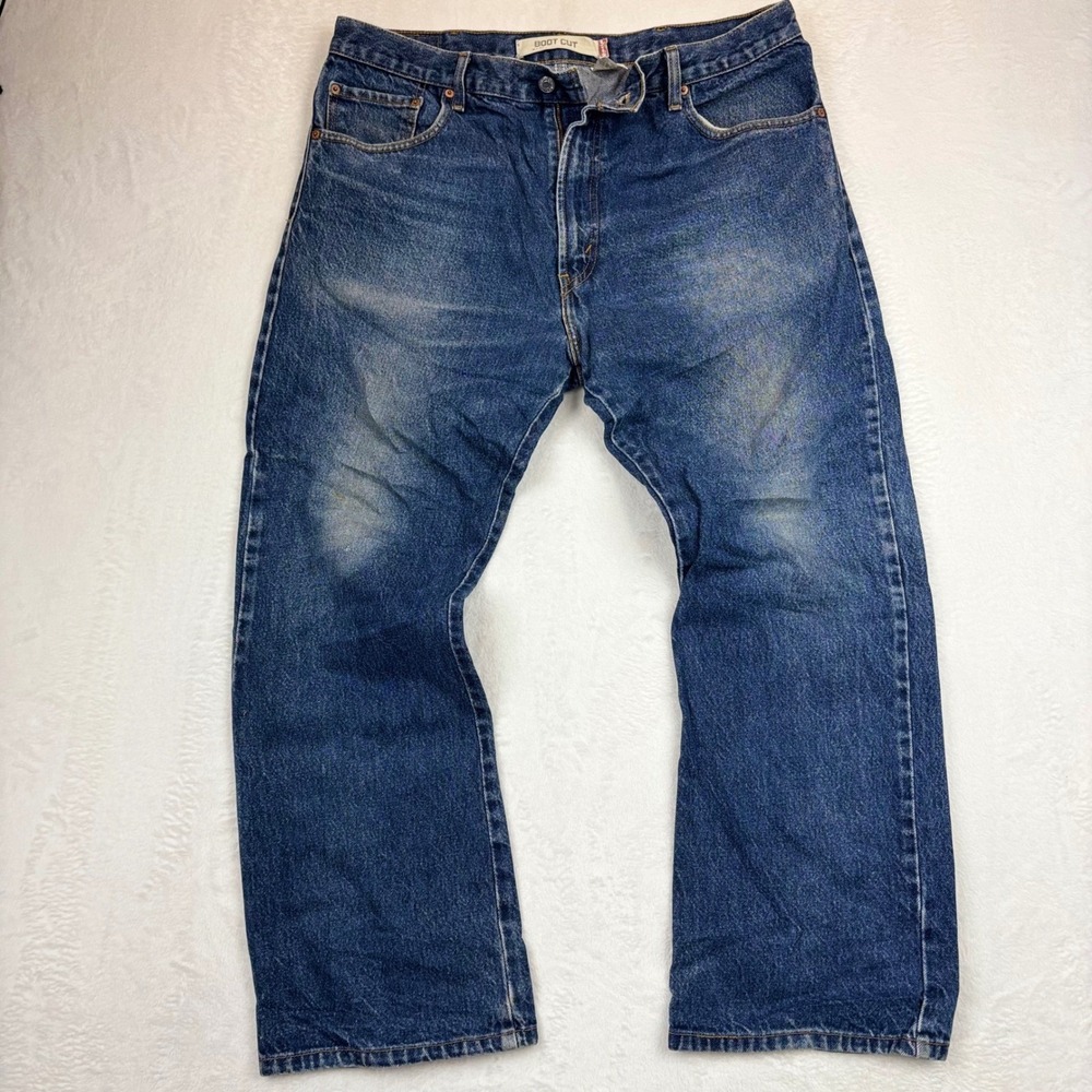 Levis 517 Boot‎ Cut Mens Blue Denim Jeans 38x30 Medium Wash Grunge Distressed